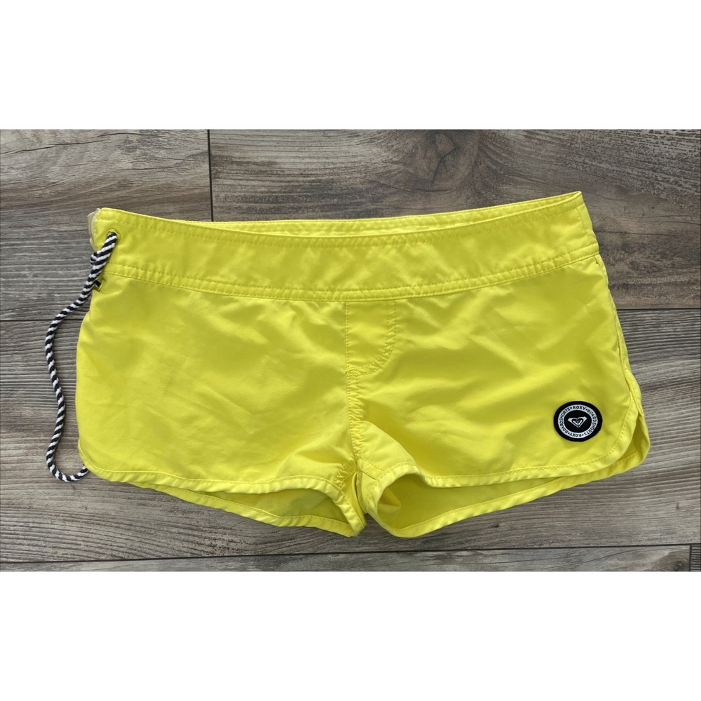 Roxy Womens Yellow Board Shorts Surf Swim Beach Side Lace Up Size 0